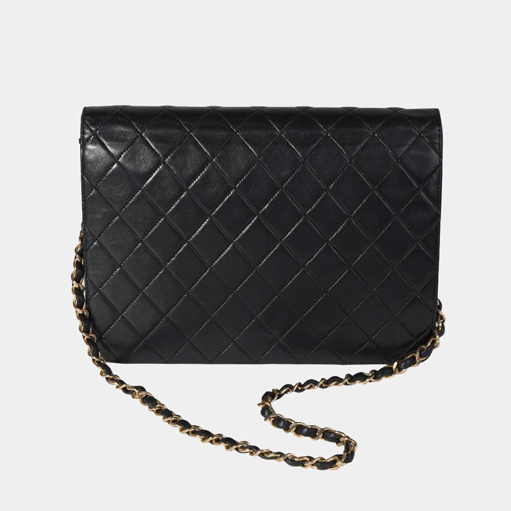 Chanel Black Quilted Lambskin Leather Vintage CC Single Flap Shoulder Bag商品第3张图片规格展示