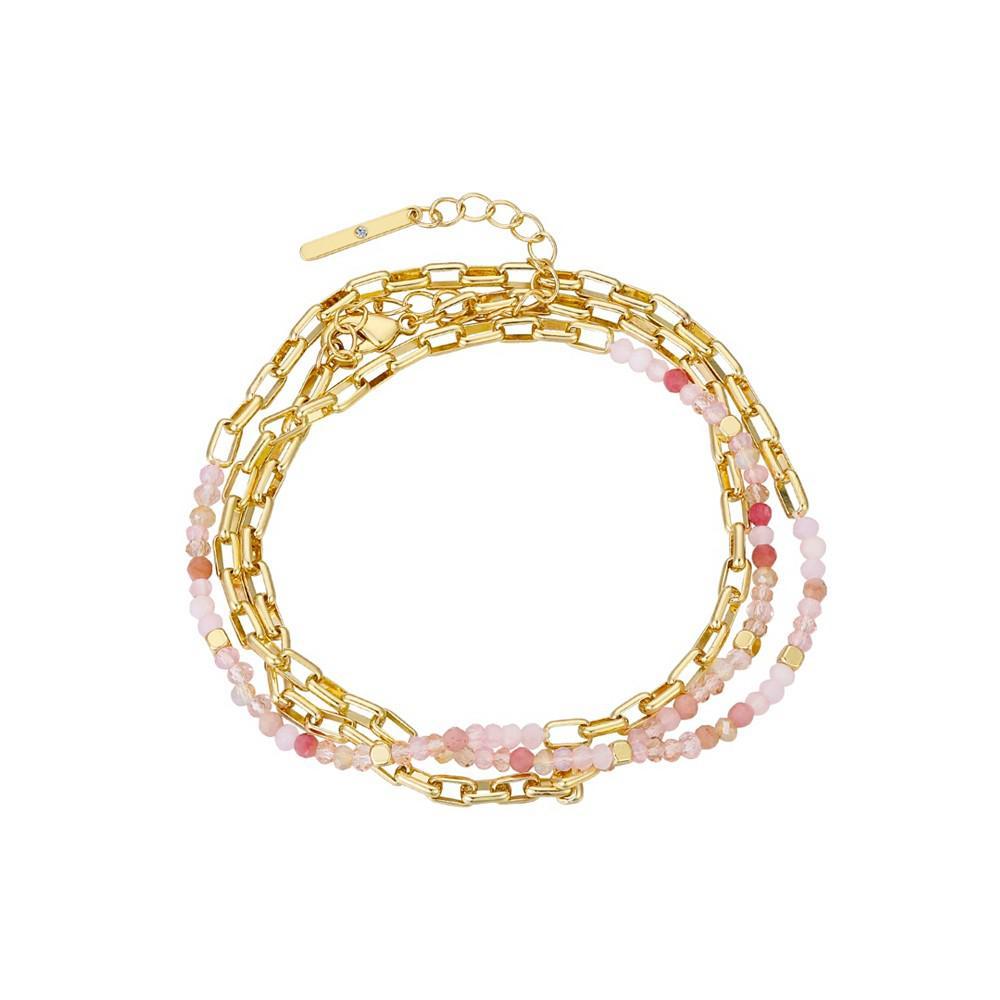 商品Unwritten|14k Gold Plated Rhodochrosite Multi Pink Bead and Chain Wrap Bracelet or Necklace,价格¥194,第1张图片