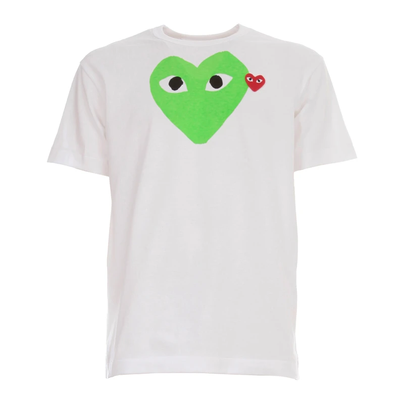 商品Comme des Garcons|COMME DES GARCONS PLAY 白色男士T恤 P1T106-GREEN,价格¥706,第1张图片