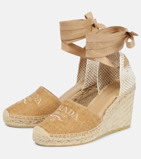 商品Prada|Logo wedge espadrilles,价格¥6644,第5张图片详细描述