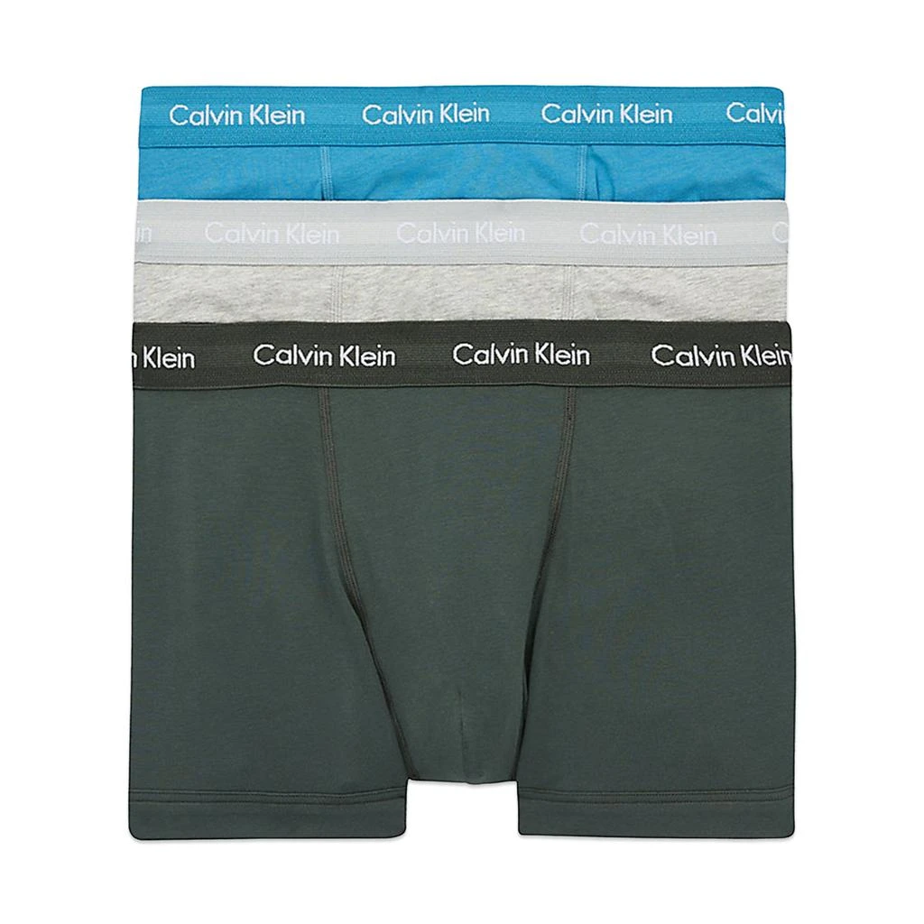 商品Calvin Klein|Calvin Klein Cotton Stretch Trunks - Grey Element/Grey Heather/Tapestry Teal,价格¥356,第1张图片