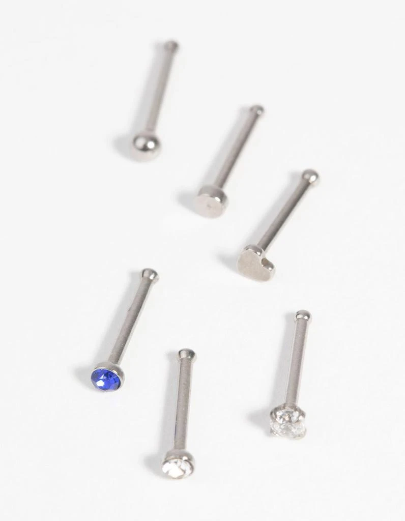 商品Lovisa|Surgical Steel Heart Nose Stud Pack with Diamantes,价格¥102,第2张图片详细描述