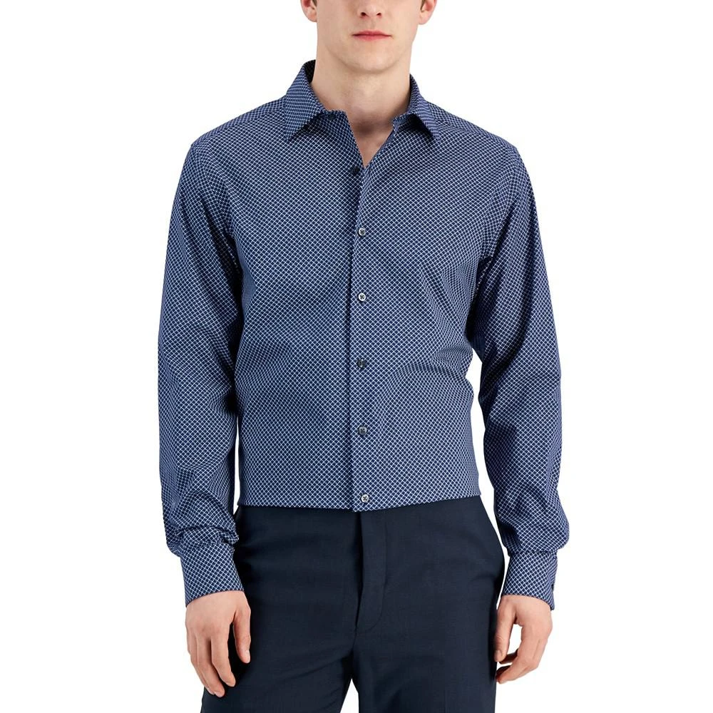 商品Alfani|Men's Slim Fit 2-Way Stretch Stain Resistant Puzzle Print Dress Shirt, Created for Macy's,价格¥191,第1张图片