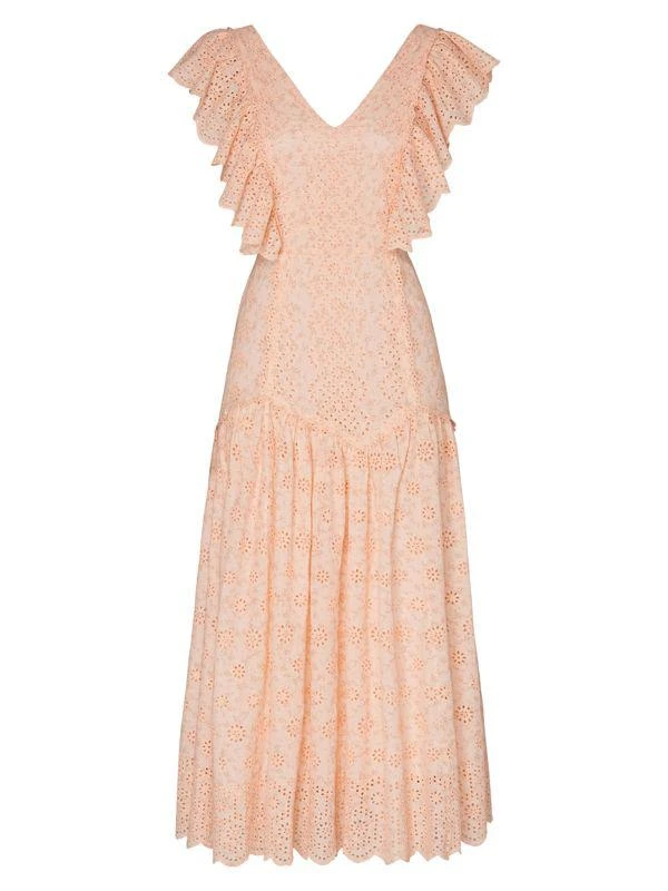 商品LOVESHACKFANCY|Cressida Eyelet Maxi Dress,价格¥599,第4张图片详细描述