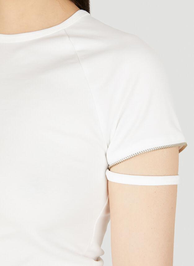 Zip Cuff Baby T-Shirt in White商品第5张图片规格展示