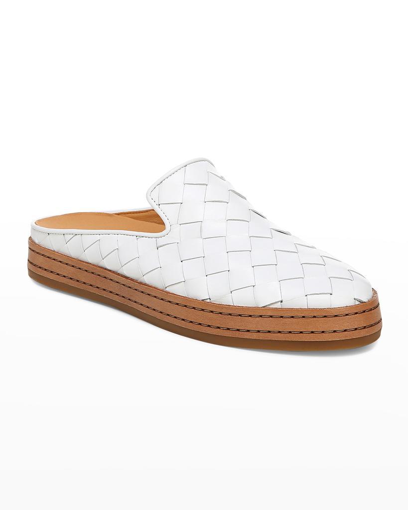 商品Vince|Canella Woven Leather Flat Mules,价格¥1008,第4张图片详细描述