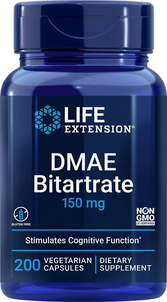 商品Life Extension|Life Extension DMAE Bitartrate, 200 vegetarian - 150 mg (150 mg, 200 vegetarian capsules),价格¥99,第1张图片