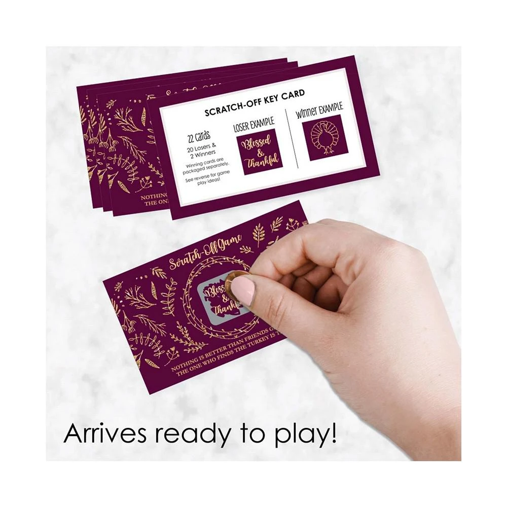 商品Big Dot of Happiness|Elegant Thankful for Friends - Friendsgiving Thanksgiving Party Game Scratch Off Cards - 22 Count,价格¥112,第2张图片详细描述