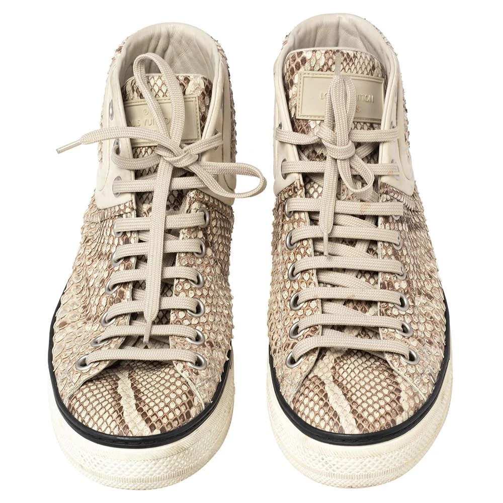 商品[二手商品] Louis Vuitton|Louis Vuitton Beige/Brown Python Leather Sprinter High Top Sneakers Size 40,价格¥4943,第3张图片详细描述