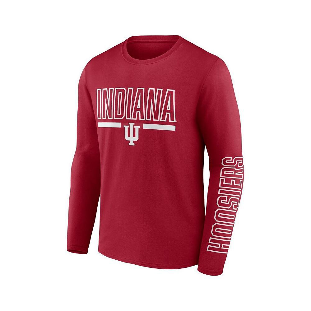 商品Fanatics|Men's Branded Crimson Indiana Hoosiers Modern Two-Hit Long Sleeve T-shirt,价格¥252,第5张图片详细描述