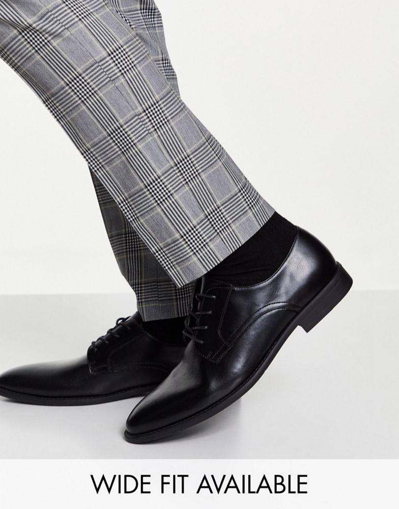 商品ASOS|ASOS DESIGN derby shoes in black faux leather,价格¥203,第1张图片