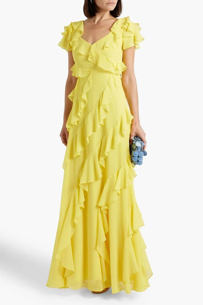 商品Badgley Mischka|Ruffled crepe maxi dress,价格¥3286,第2张图片详细描述