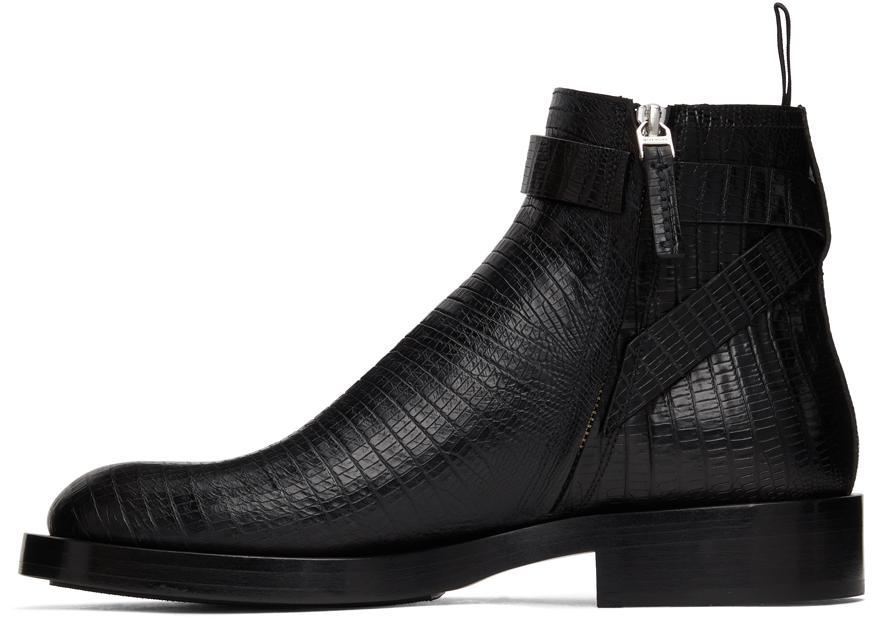 商品Givenchy|黑色 Padlock 蜥蜴纹踝靴,价格¥12238,第5张图片详细描述
