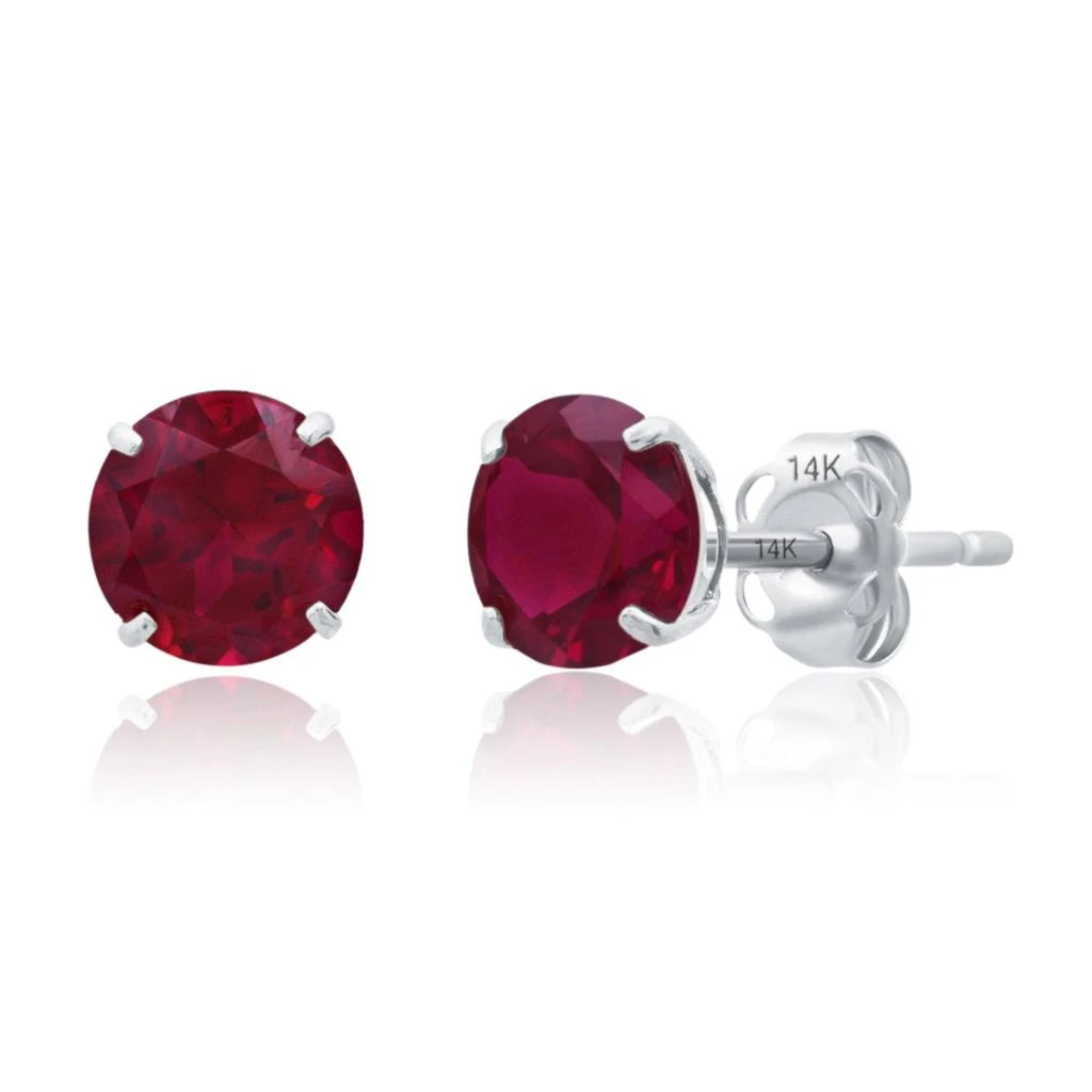 商品MaxColor|14k White Gold 6MM Round Stud Gemstone Earrings,价格¥626,第1张图片