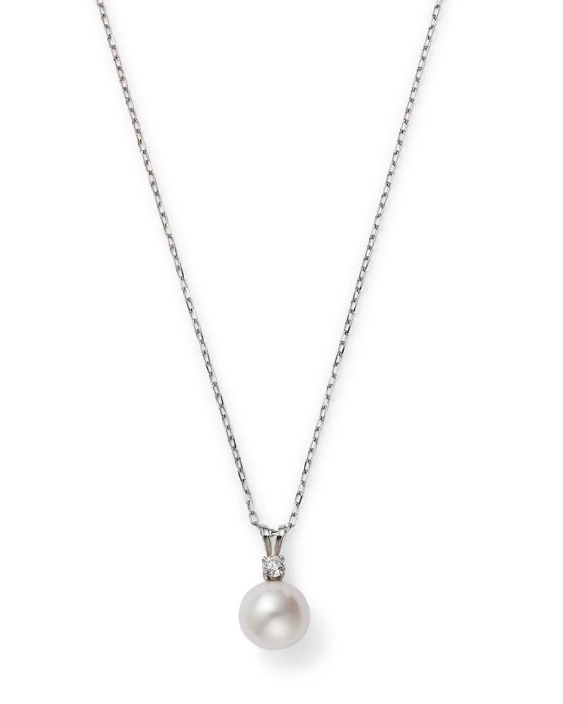Diamond & Cultured Freshwater Pearl Pendant Necklace in 14K White Gold, 16" 商品