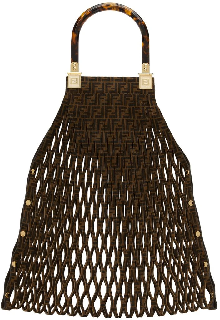 商品Fendi|Brown Suede Mesh 'FF' Bag,价格¥18020,第3张图片详细描述