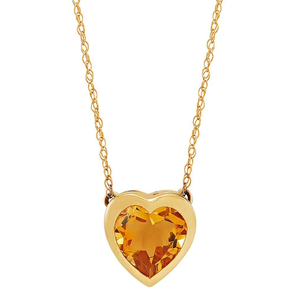 商品Macy's|Gemstone Bezel Heart 18" Pendant Necklace in 10k Gold,价格¥1745,第1张图片