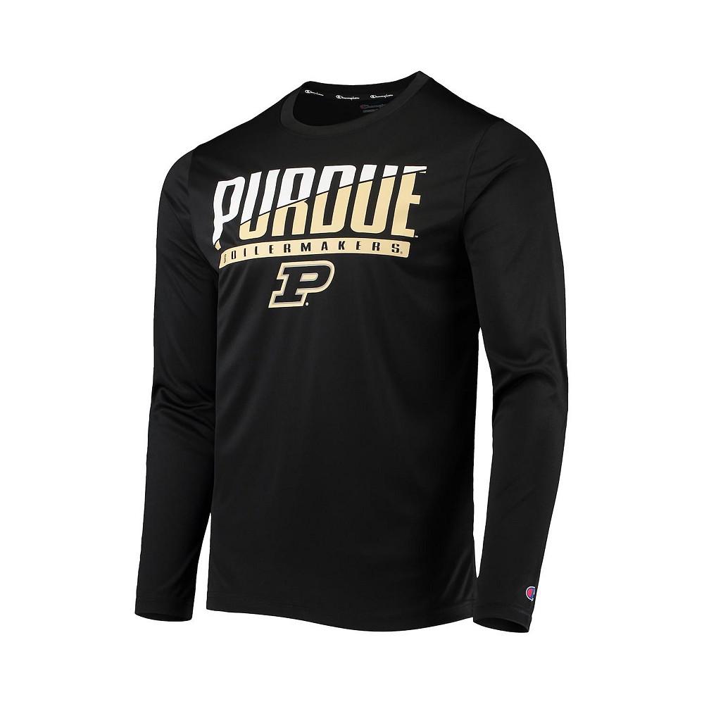 Men's Black Purdue Boilermakers Wordmark Slash Long Sleeve T-shirt商品第3张图片规格展示