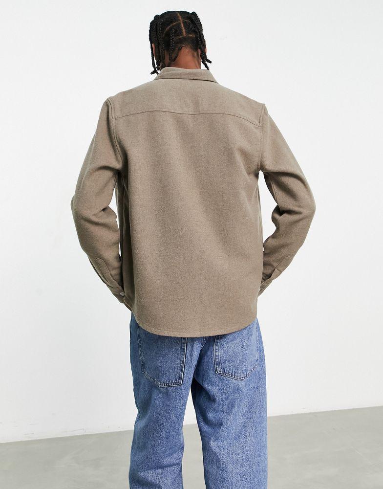 ASOS DESIGN wool mix overshirt in light grey商品第2张图片规格展示
