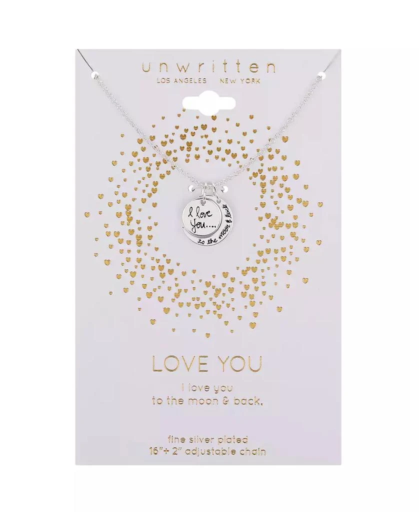 商品Unwritten|Silver Plated Brass "I Love You to The Moon and Back" Pendant Necklace with Extender,价格¥108,第2张图片详细描述