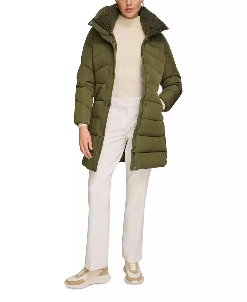 Women's Faux-Sherpa Collar Hooded Stretch Puffer Coat, Created for Macy's 商品