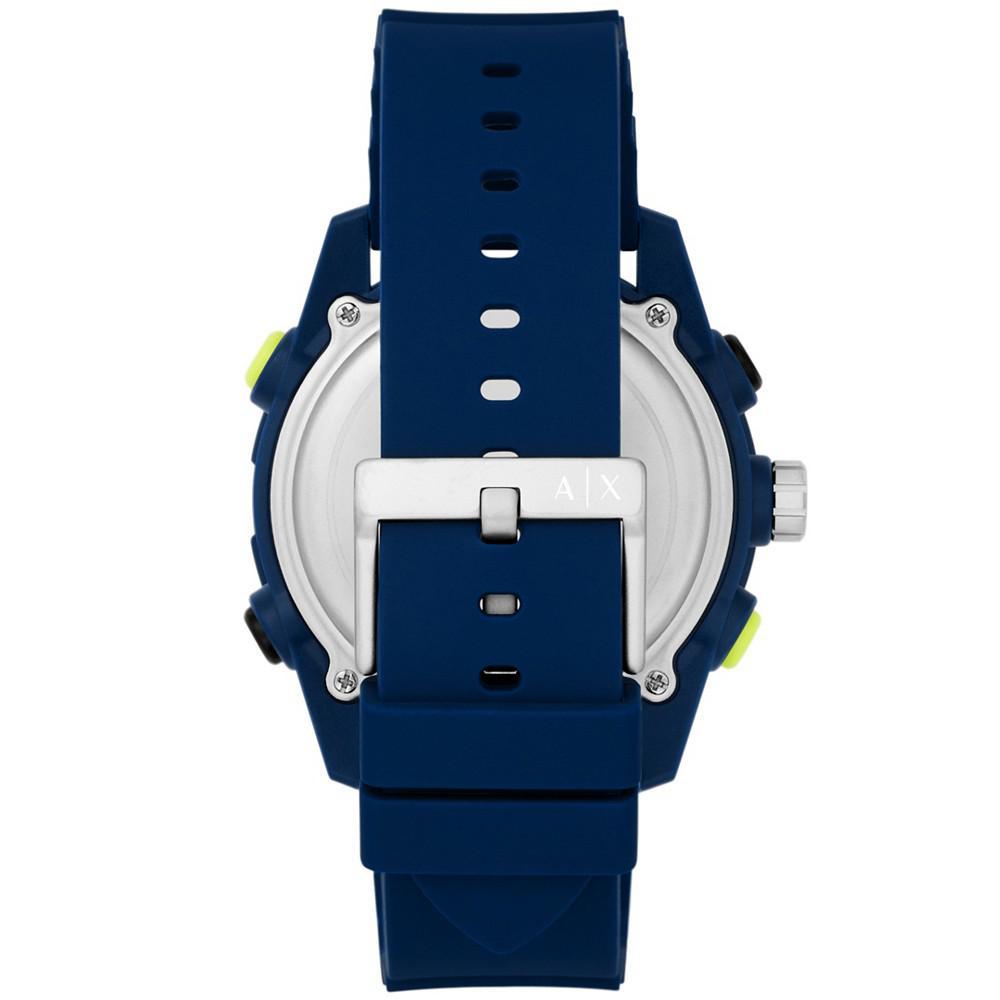 商品Armani Exchange|Men's Analog-Digital Blue Silicone Strap Watch,价格¥1101,第5张图片详细描述