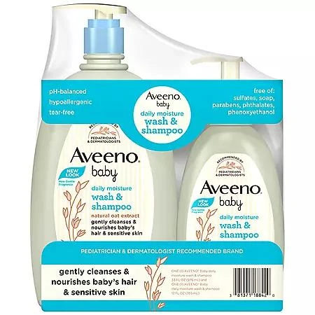 商品Aveeno|婴儿沐浴乳+洗发水套装(33 fl. oz. +12 fl. oz.),价格¥139,第1张图片
