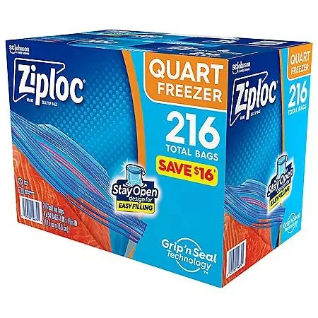 Ziploc Seal Top Quart Freezer Bags, 216 ct. 商品