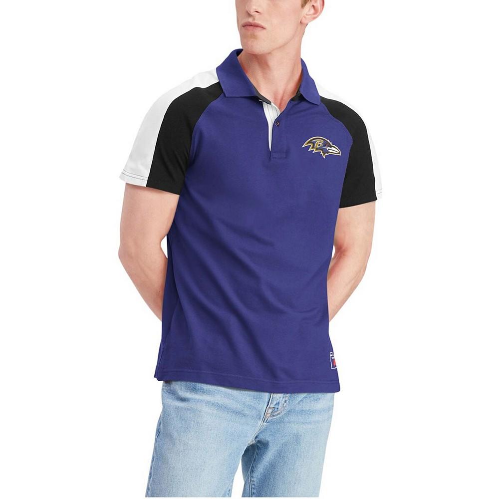 Men's Purple and White Baltimore Ravens Holden Raglan Polo Shirt商品第2张图片规格展示