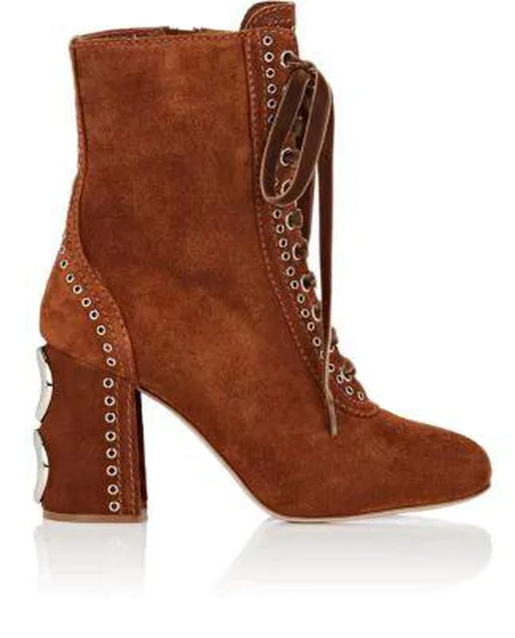 商品Miu Miu|Grommet-Embellished Suede Ankle Boots,价格¥4231,第1张图片