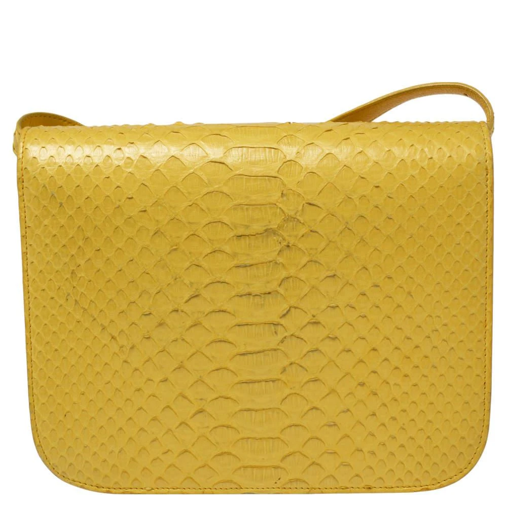 商品[二手商品] Celine|Celine Yellow Python Medium Classic Box Shoulder Bag,价格¥16109,第4张图片详细描述