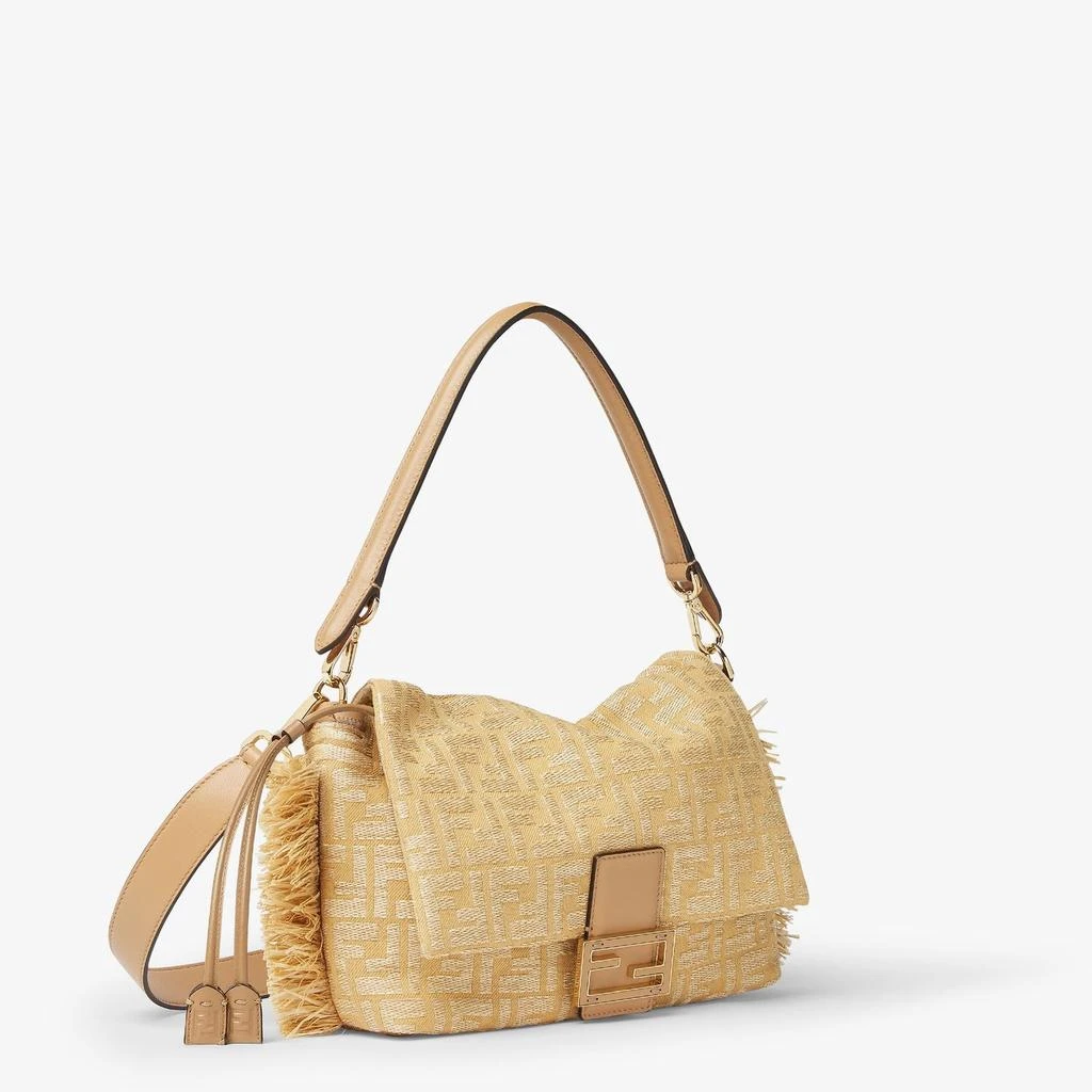 商品Fendi|MEDIUM MAMMA BAGUETTE BAG IN BEIGE JACQUARD FF WITH RAFFIA,价格¥17441,第2张图片详细描述