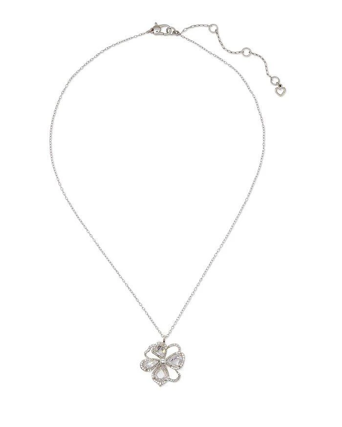 商品Kate Spade|Precious Bloom Crystal & imitation Pearl Flower Mini Pendant Necklace in Silver Tone, 16"-19",价格¥574,第1张图片