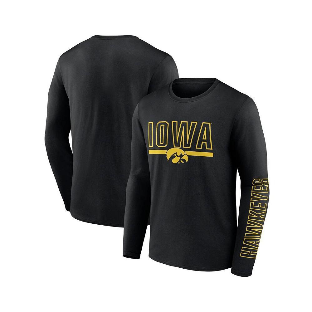 商品Fanatics|Men's Branded Black Iowa Hawkeyes Modern Two-Hit Long Sleeve T-shirt,价格¥252,第1张图片