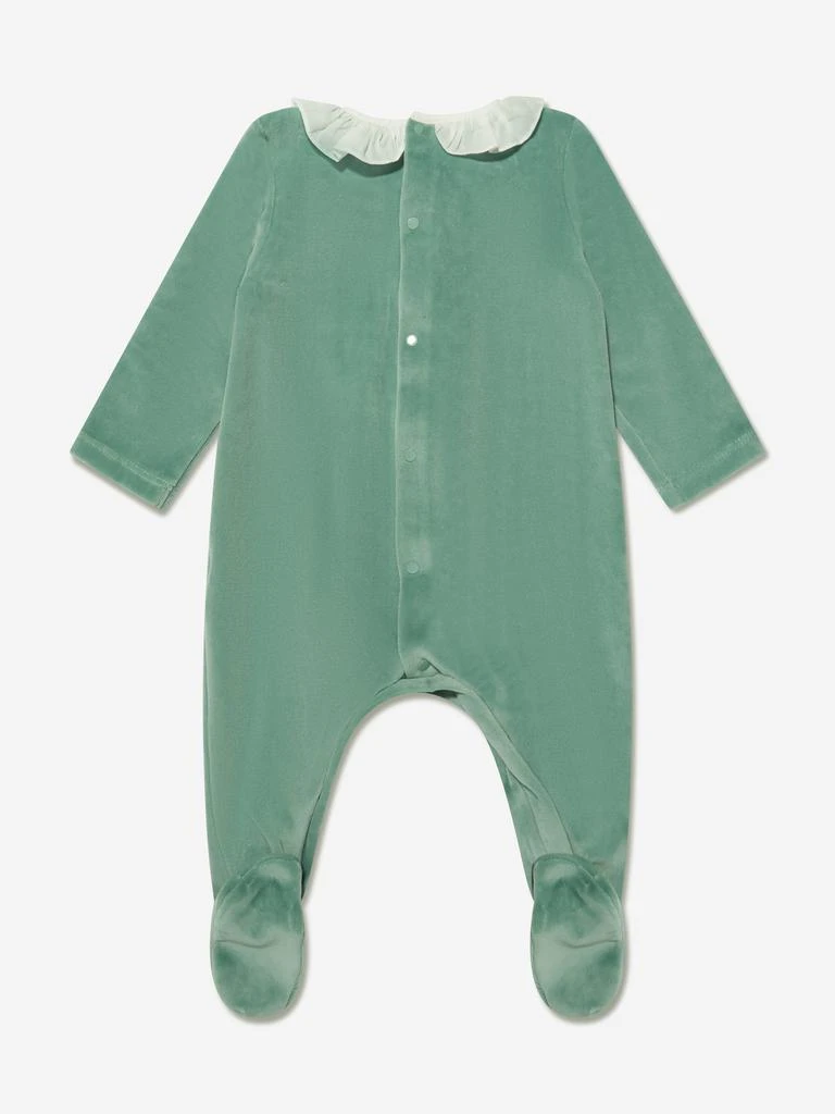 商品Paz Rodriguez|Paz Rodriguez Baby Girls Velour Babygrow in Green,价格¥299,第2张图片详细描述