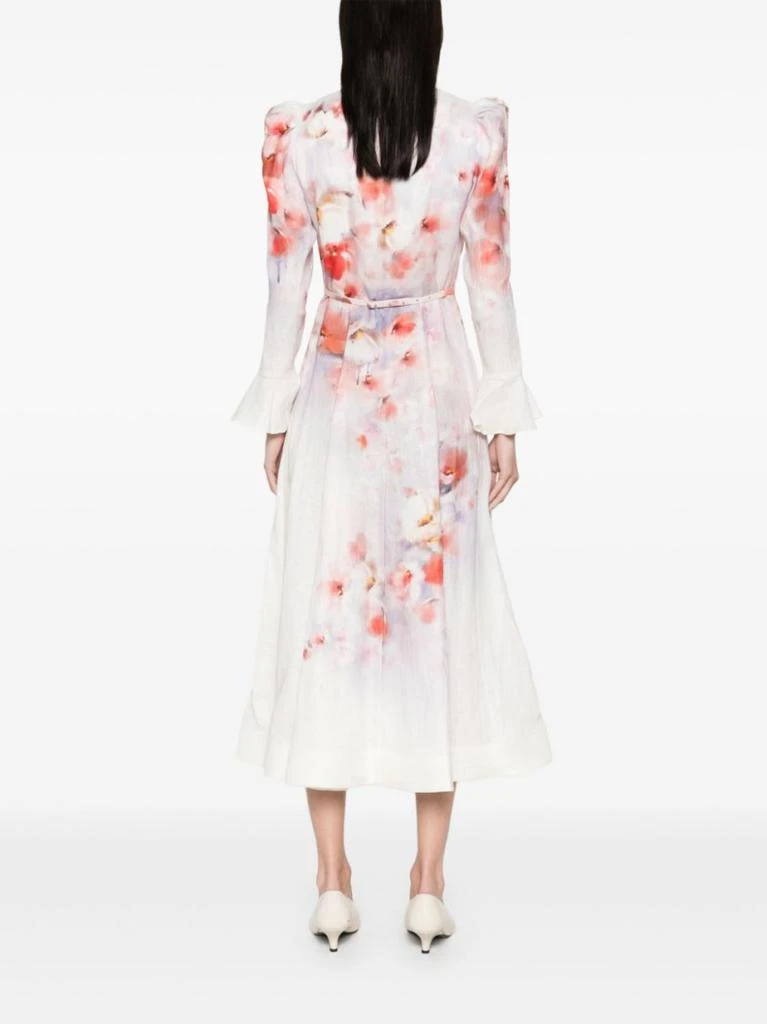 商品Zimmermann|Midi Dress With Deep V-Neckline And Flared Cuffs,价格¥7584,第5张图片详细描述