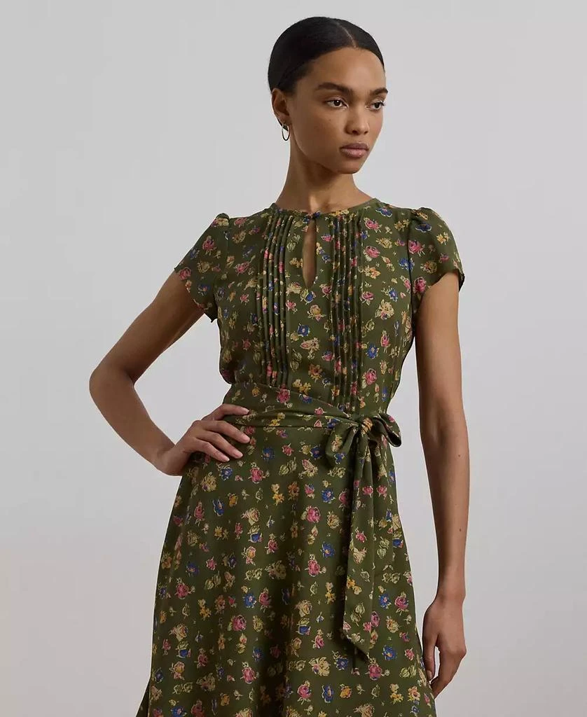 商品Ralph Lauren|Women's Floral Belted Georgette Pintucked Dress,价格¥757,第4张图片详细描述