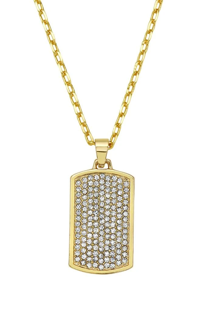 商品ADORNIA|Men's 14K Gold Plated Pavé Cubic Zirconia Dog Tag Pendant Necklace,价格¥150,第1张图片