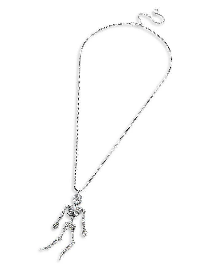 商品BAUBLEBAR|Shake Your Skeleton Crystal Skeleton Pendant Necklace in Silver Tone, 21"-24",价格¥359,第3张图片详细描述