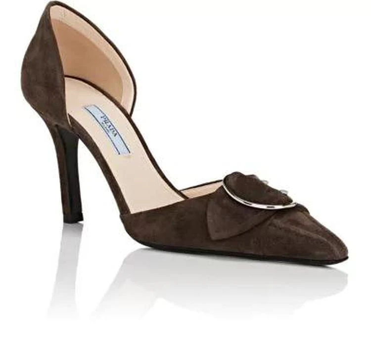 商品Prada|Buckled Suede D'Orsay Pumps,价格¥4160,第2张图片详细描述