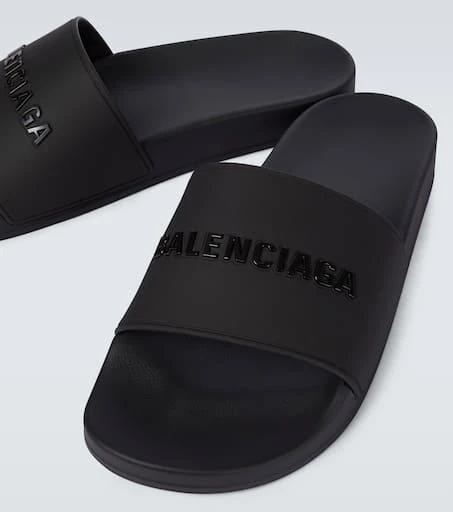 商品Balenciaga|Pool logo rubber slides,价格¥1951,第3张图片详细描述