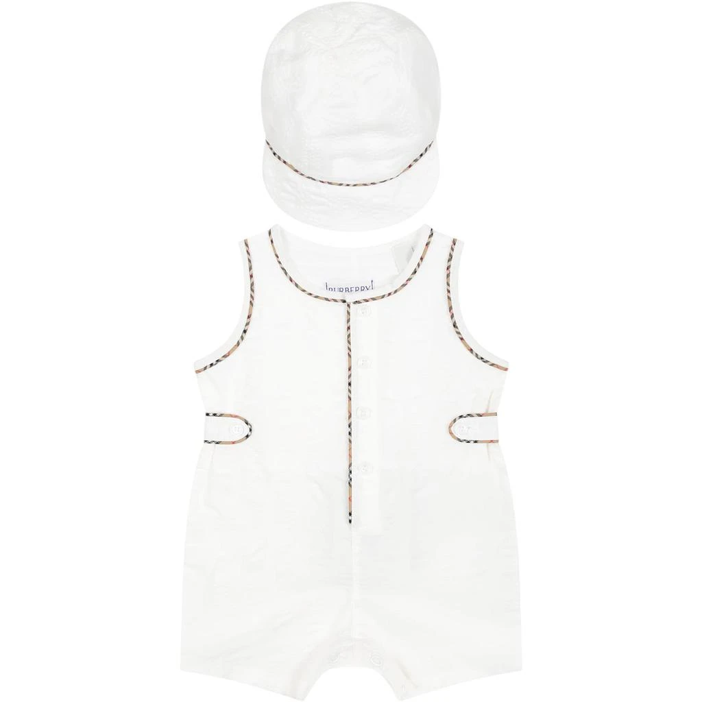 商品Burberry|White Romper Set For Baby Kids,价格¥3138,第1张图片