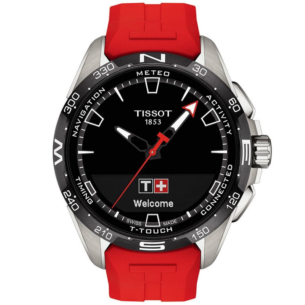 商品Tissot|Men's Swiss T-Touch Connect Solar Red Rubber Strap Smart Watch 48mm,价格¥7894,第1张图片