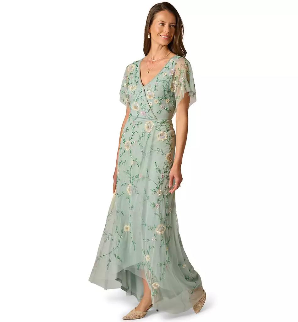adrianna papell ethereal fit and flare dress ADRIANNA PAPELL AP1E210884 PETITE BEADED MERMAID DOLMAN SLEEVE