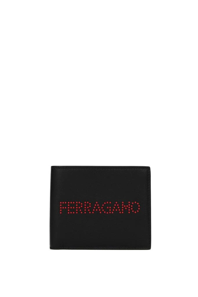 商品Salvatore Ferragamo|Wallets Leather Black Red,价格¥1209,第1张图片