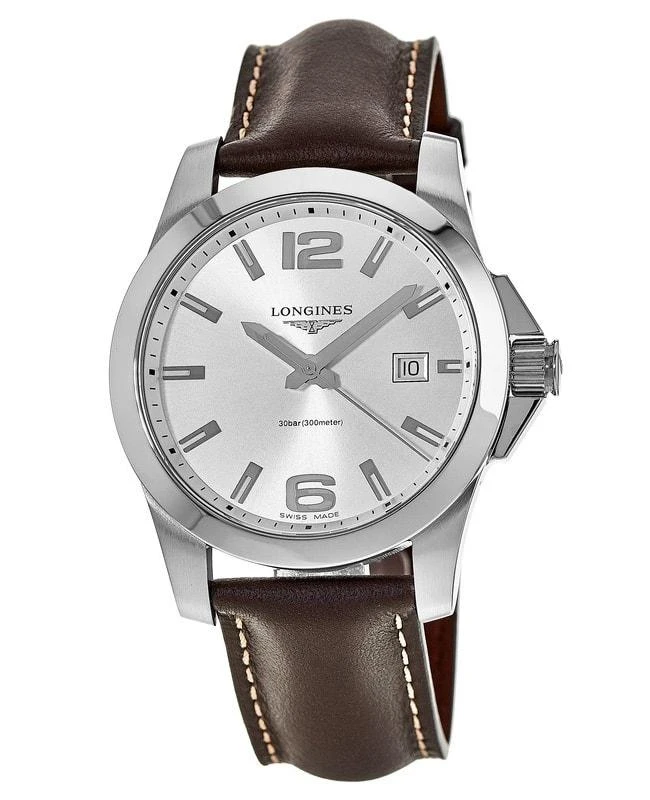 商品Longines|Longines Conquest Quartz Silver Dial Brown Leather Men's Watch L3.759.4.76.5,价格¥5052,第1张图片