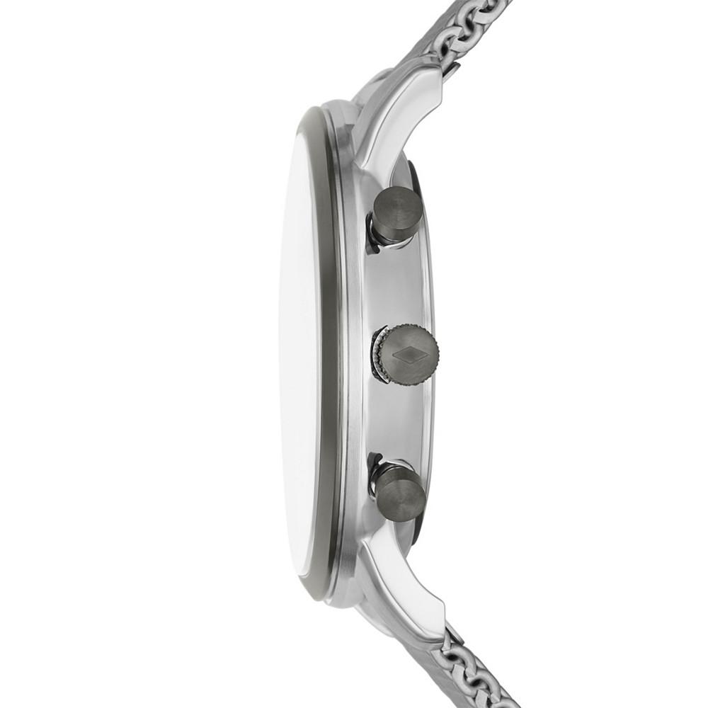 Men's Minimalist Silver-Tone Stainless Steel Mesh Watch, 42mm商品第2张图片规格展示