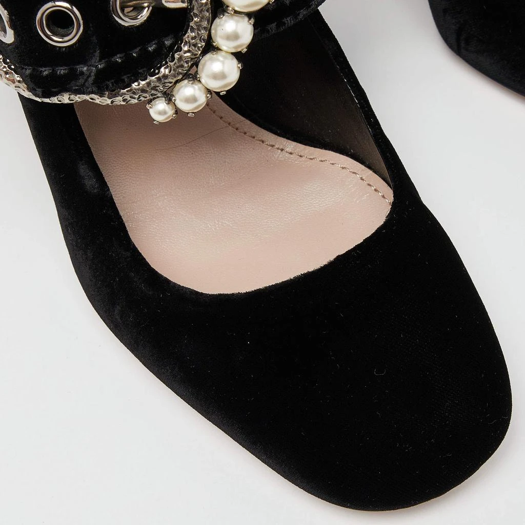 Miu Miu Black Velvet Pearl Embellished Mary Jane Pumps Size 38.5 商品