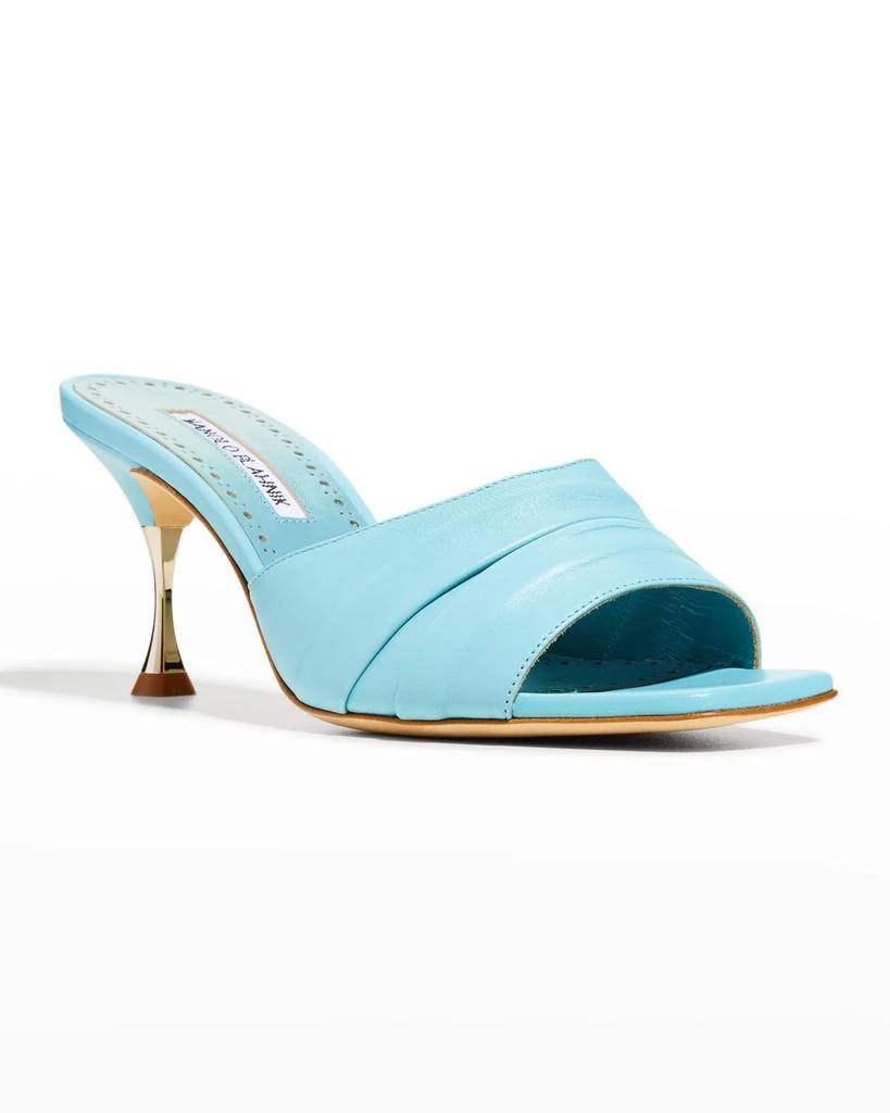 商品Manolo Blahnik|Picoux Lambskin Kitten-Heel Sandals,价格¥2401,第2张图片详细描述