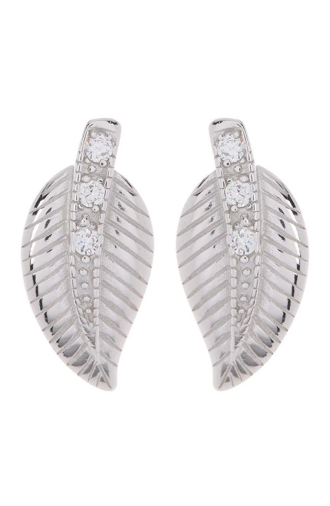 商品BEST SILVER|Sterling Silver Crystal Leaf Stud Earrings,价格¥151,第1张图片